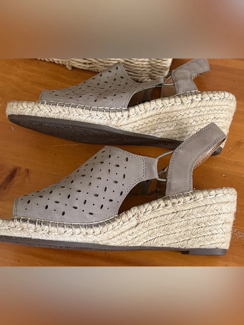 Clarks Artisan Taupe Perforated Slingback Espadrille Sandals